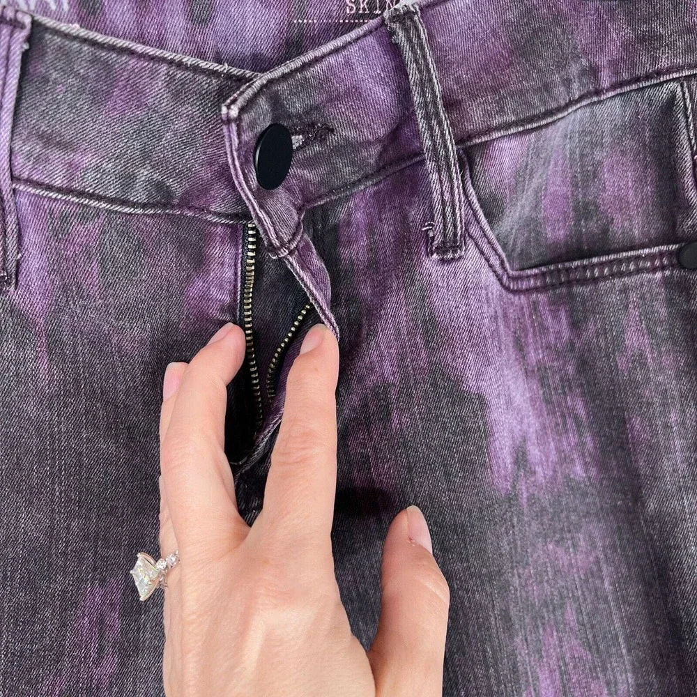 Gray Saks‎ Fifth Avenue Skinny Jeans Actual 26W Ikat Plum Mid Rise Denim